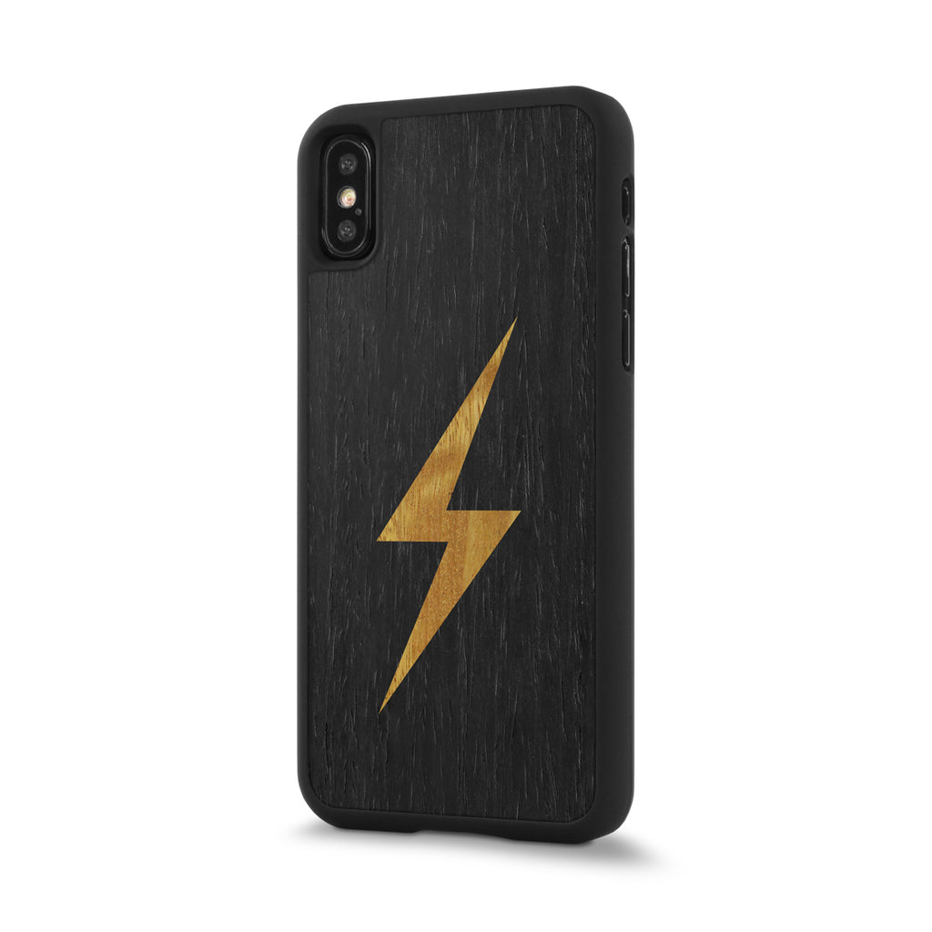 Gold Lightning Bolt Wood iPhone X Snap Case - Wooden Cases - Cover-Up